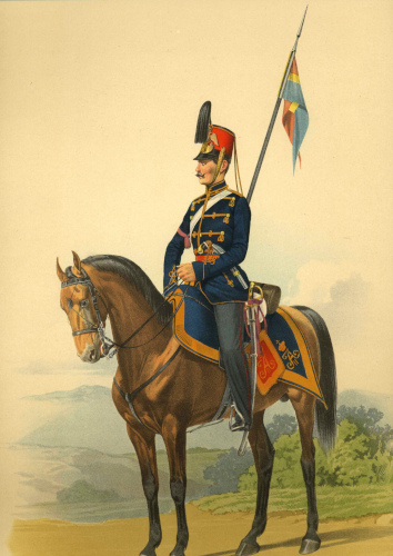 Рисунок 5. Учебный рядовой гусарского 
	эскадрона Образцового кавалерийского полка (в парадной строевой форме). 10 сентября 1856 г.