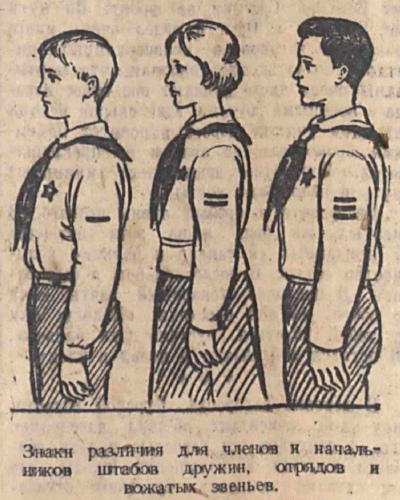 Рисунок 1. Знаки различия пионерского 
	актива образца 1942 г.