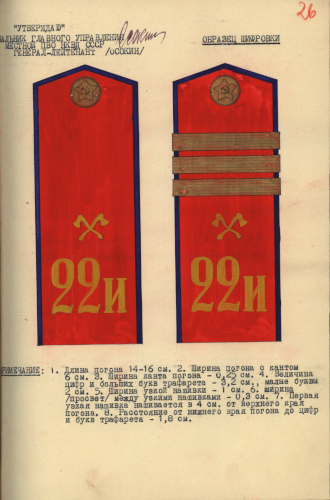 Рисунки погон МПВО НКВД. Приложение к приказу МПВО НКВД СССР 
	№ 15с от 3 марта 1943 г. 