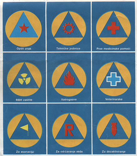 Рисунки нарукавных знаков ГО СФРЮ, общего и по 
	специальностям