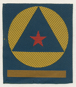 Нарукавный знак «povernika» (уполномоченные ГО в организациях, где 
	не было штабов ГО), представляющий собой совмещение общего знака ГО и знака различия по должностям